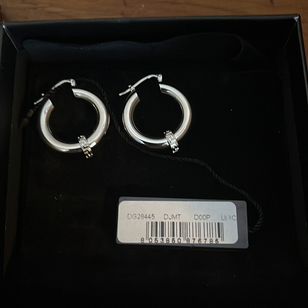 Versace Greca Silver Hoop Earrings